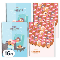 DADA Sosofun 兒童國小1-2年級無主題線圈橫線筆記本, 隨機出貨, 16個