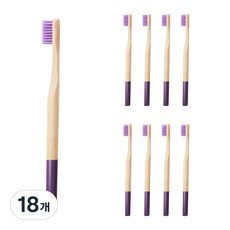 Trademe 溫和竹製牙刷 彩色刷毛 紫色, 18個, 1入