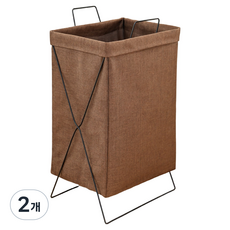 日常亮點亞麻折疊收納籃, 2個, 棕色