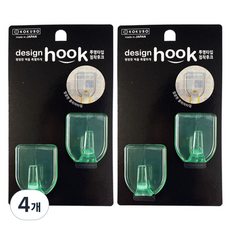 코쿠보 투명 점착후크 대 2p, 그린, 4개