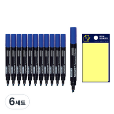 東亞補充型免乾油性魔術方形筆尖 12入+2coVi便條紙組, 藍色(流星魔法)，黃色(後置), 6套