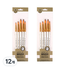 에이비엠코리아 수채화 둥근붓 5p, 가로 22cm x 세로 6cm, 12개
