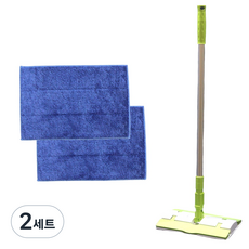 A-Clean 夾式手持拖把清潔器 綠色 + 圈絨拖布墊 藍色 2入組, 2套