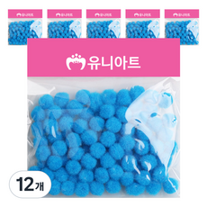 유니아트 1000 퐁퐁 12mm, 파랑, 12개