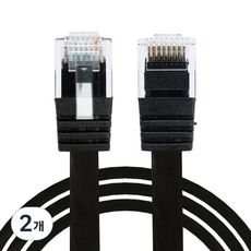 Kalron CAT6 UTP 扁平網路線, 黑色, 2個