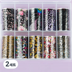 潮流金屬魔術箔美甲貼紙 14 10款組合, 混合色, 2套