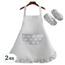 코이드림 멀티 주방 가정 앞치마 + 토시 세트, 그레이, 2세트