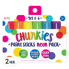 OOLY 胖胖螢光繪畫棒 chunkies paint sticks, 6色, 2套