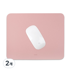 recoz 高靈敏防滑皮革滑鼠墊, 2個, 02 玫瑰粉