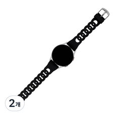 워치스탠다드 체인 실리콘 스트랩 20mm, 블랙, 2개