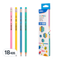 deLi 得力 馬卡龍橡皮擦鉛筆 12入, 18套, 2B