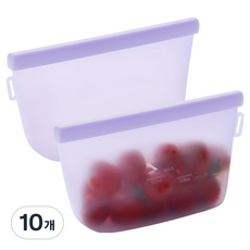 네이쳐리빙 릴리브 더블락 실리콘 지퍼백 퍼플, 500ml, 1개입, 10개