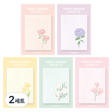 모노라이크 스티키 점착메모지 프론트가든 5종 세트, Peony, Hydrangea, Lily, Cotton, Magnolia, 2세트