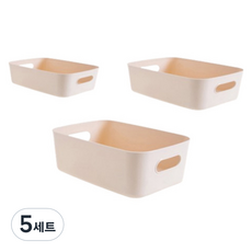 피피홈리빙 다용도 수납박스 펜트리 정리함 3종 세트, 5세트, 베이지