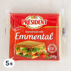 프레지덩 구르메 토스트 위드 에멘탈 슬라이스 치즈, 20g, 10개입, 5개