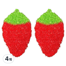 월드크린 반짝이 아크릴 수세미 딸기, 2개입, 1개