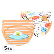 JOYMULTI 如廁訓練棉質內褲 2件組, G款宇宙船(橘色), 5組
