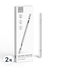 모락 투포인트 정전식 초미세 터치펜 MR-TP03, 화이트, 2개