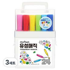 문화연필 유성매직 24색 세트, 혼합색상, 3세트