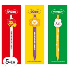 자바펜 쭈바 마스코트 볼펜 0.5mm 3종 세트, 오덕, 삐옹이, 몽슈, 5세트