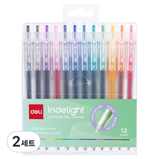 deLi 得力 Indelight 中性筆12色 0.5mm, 混合色, 2套