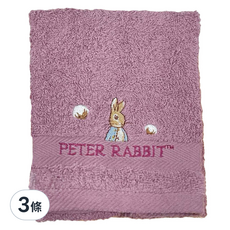 PETER RABBIT 比得兔 精繡毛巾 100%純棉 舒適柔順 強力吸水, 顏色隨機, 3條