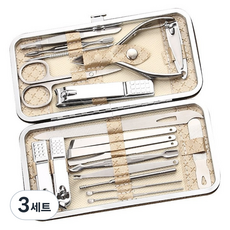 多合一指甲剪19件+收納盒套組, 米色, 3套