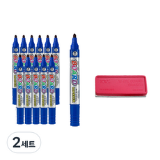 Dong-A Culture Board Marker 12p + Board Marker Eraser 文具套裝, 藍色（視頻標記）, 2組
