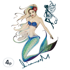 Dalmoa 字母指甲花紋身刺青貼紙, AE 13, 4個