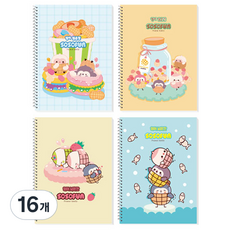 다다 소소펀 어린이 초등 영어 넓은칸 스프링노트, 혼합색상, 16개