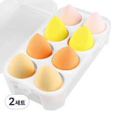 딥톡 퍼프 케이스 파운데이션 물방울 스펀지 8종 세트 DT0994, 2세트, 옐로우