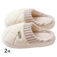 Ecster 女性用舒適厚底冬季保暖絨毛室內拖鞋, 白色, 2個