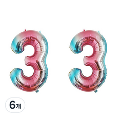 Eumes 玫瑰石英寧靜藍 數位數字氣球 81cm, 數字3, 6個