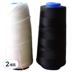 ButtonKing 彈性佳縫紉線 拷克線 2件組 2500m, 2套, 白色, 黑色