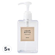 모던하우스 사각 리필 공병 280ml, 5개, 투명