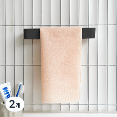 免鑽孔黏貼式浴巾架, 黑色, 2個