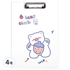 골드팡 귀여운 캐릭터 A4 문구 클립보드, 흰곰, 4개
