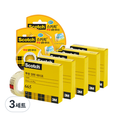 3M Scotch 3M 透明雙面膠帶座 136 12mm x 6.35m 2p + 雙面膠帶補充裝 665R 12mm x 6.35m 5p, 混色, 3組