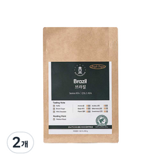 DUTCH&BEAN 巴西桑托斯RFA烘焙咖啡豆, 未研磨, 200g, 4包