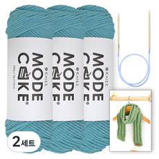 니뜨 모드케이크 뜨개실 100g x 3p + 아르토 머플러 도안 + 줄바늘 6mm 세트, 2세트, 13 스카이