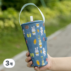 Bidangil Moruna 飲料隨行杯袋 保冷袋 收納袋, 炭灰兔, 3個