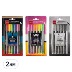 Lineplus Line Works Fineliner 極細代針筆 泡殼包裝 0.3mm 10色 經典 + 螢光 + 黑色組合, 混合色, 2套