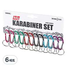 케이디와이 원터치 카라비너 6종 x 2p 세트 KKB-2545O, 혼합색상, 6세트