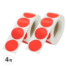 도나앤데코 블린 무지 원형 컬러 롤스티커, 레드, 4개