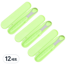 심사장홈 휴대용 여행용 혀클리너 + 케이스 세트 그린, 12세트