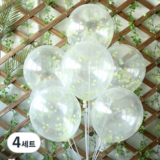 PARTYHAE 圓形亮片氣球 20入 + 手動打氣筒 隨機出貨 + 緞帶 + 海綿點膠 套組, 萊姆綠, 4套