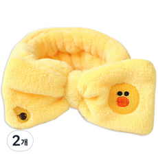 Alida 絲帶洗臉髮帶, 黃色, 2個