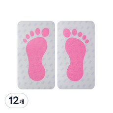 쓰리엠 S W 좌우 발모양 타일용 미끄럼방지 스티커, 12개, 핑크