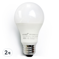 번개표 LED 전구 10W, 전구색, 2개 전구색, 2개