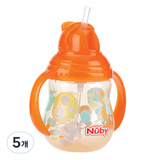 누비 클릭잇 귀여운 추 빨대컵, 오렌지, 5개, 270ml